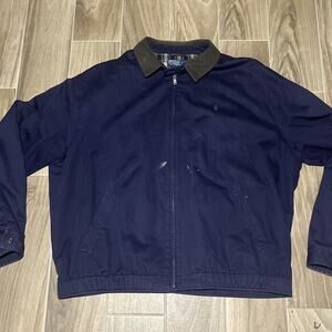 Polo By Ralph Lauren Mens Size 2XL Navy Bomber Jacket Corduroy Collar Cotton‎